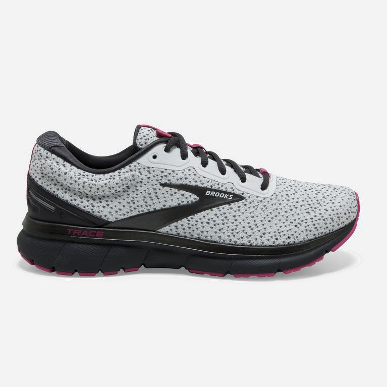 Brooks Women's Trace Adaptive Road Running Shoes Singapore - Ebony Grey/White/Pink (15263-TQVL)